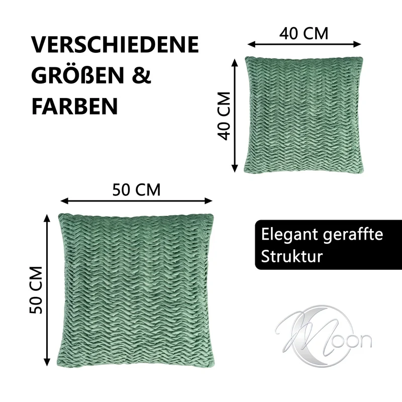 MOON 2er Pack Cringe Kissenbezug Samtimitat Kissenhülle - mit elastischen Falten