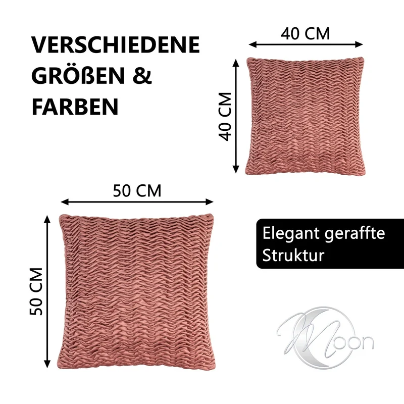 MOON 2er Pack Cringe Kissenbezug Samtimitat Kissenhülle - mit elastischen Falten