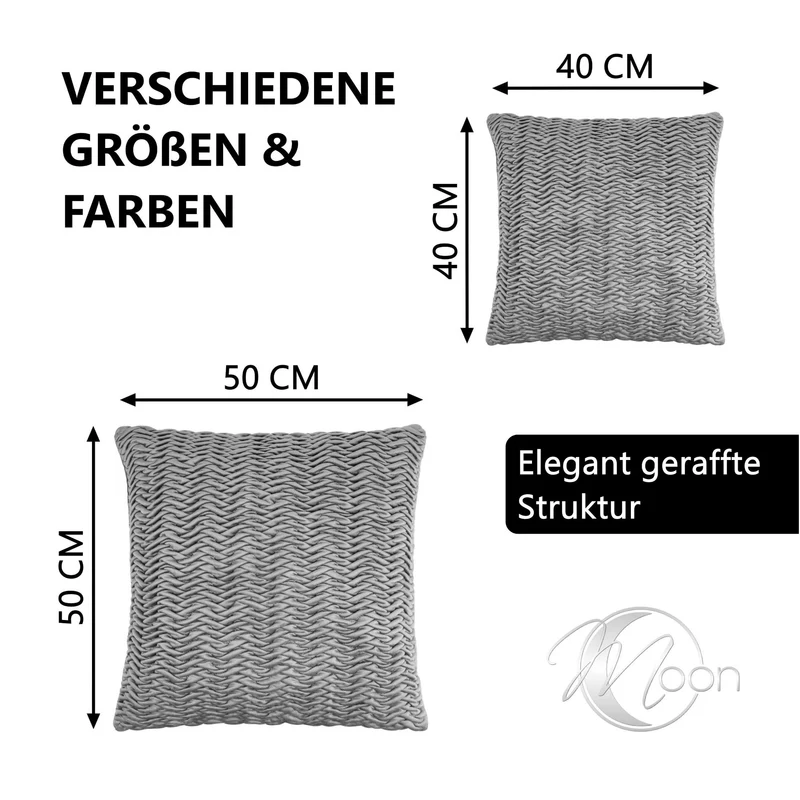 MOON 2er Pack Cringe Kissenbezug Samtimitat Kissenhülle - mit elastischen Falten