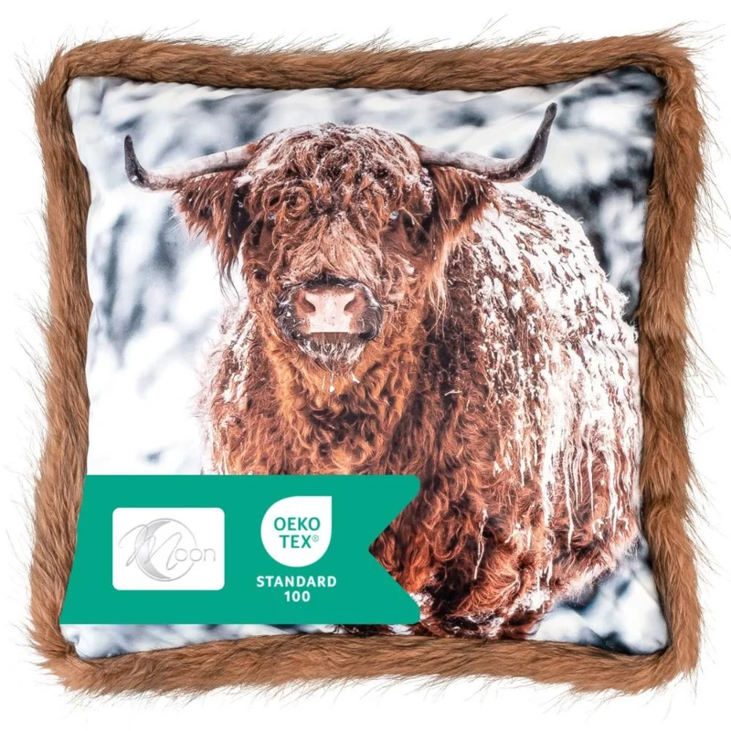 MOON - Kissenbezug WildLife mit Kuschelfell - Kissenhülle ca. 45x45 cm - ca. 500g/m² Flanell - 100% Polyester