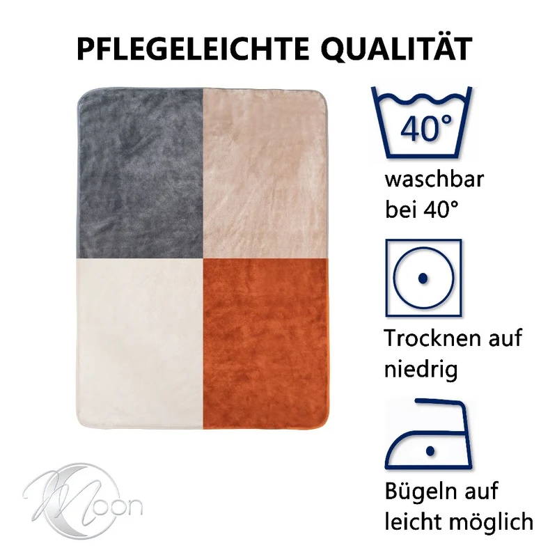 Kuscheldecke 150x200 cm Wohndecke 100% Polyester 500g/m² Flanell Moon Arktis