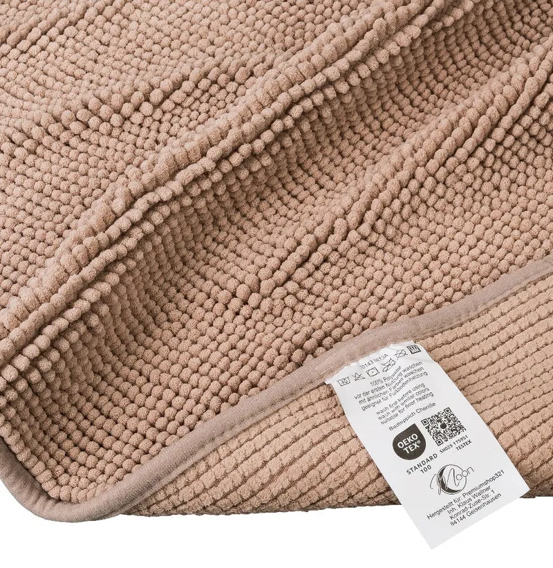 MOON - Badvorleger rutschfest aus 100% Polyester 50x70 60x100 70x120 Badematte Chenille - ca. 1600 g/m²