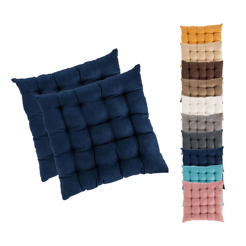 2er Pack Stuhlkissen Sitzkissen 42x42x4 in edler Wildleder Optik Alcatraz