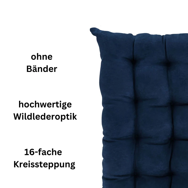 2er Pack Stuhlkissen Sitzkissen 42x42x4 in edler Wildleder Optik Alcatraz