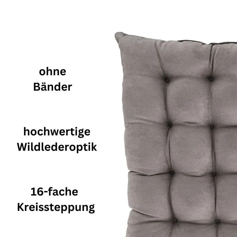 2er Pack Stuhlkissen Sitzkissen 42x42x4 in edler Wildleder Optik Alcatraz