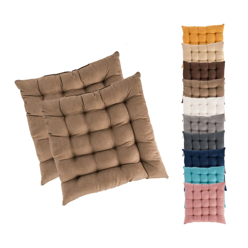 2er Pack Stuhlkissen Sitzkissen 42x42x4 in edler Wildleder Optik Alcatraz