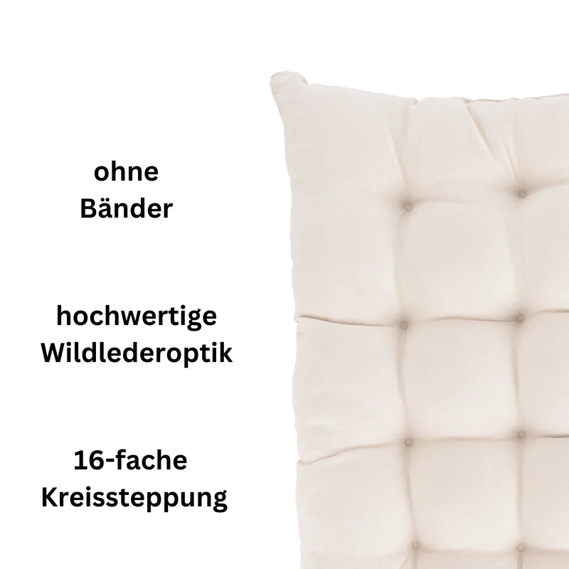 2er Pack Stuhlkissen Sitzkissen 42x42x4 in edler Wildleder Optik Alcatraz