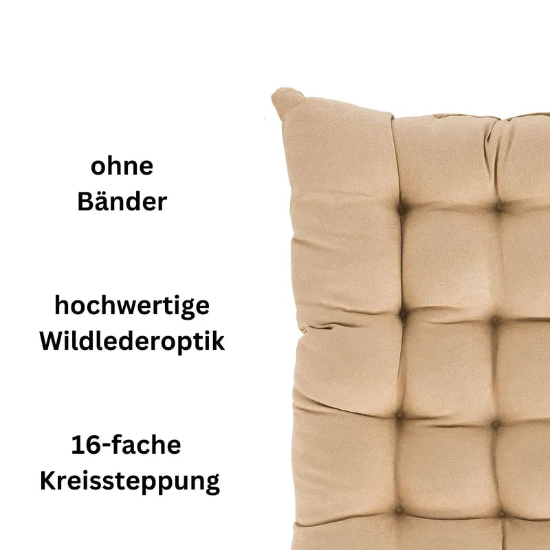2er Pack Stuhlkissen Sitzkissen 42x42x4 in edler Wildleder Optik Alcatraz