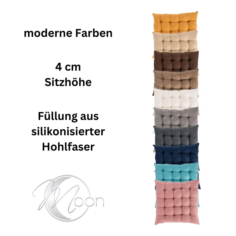 2er Pack Stuhlkissen Sitzkissen 42x42x4 in edler Wildleder Optik Alcatraz