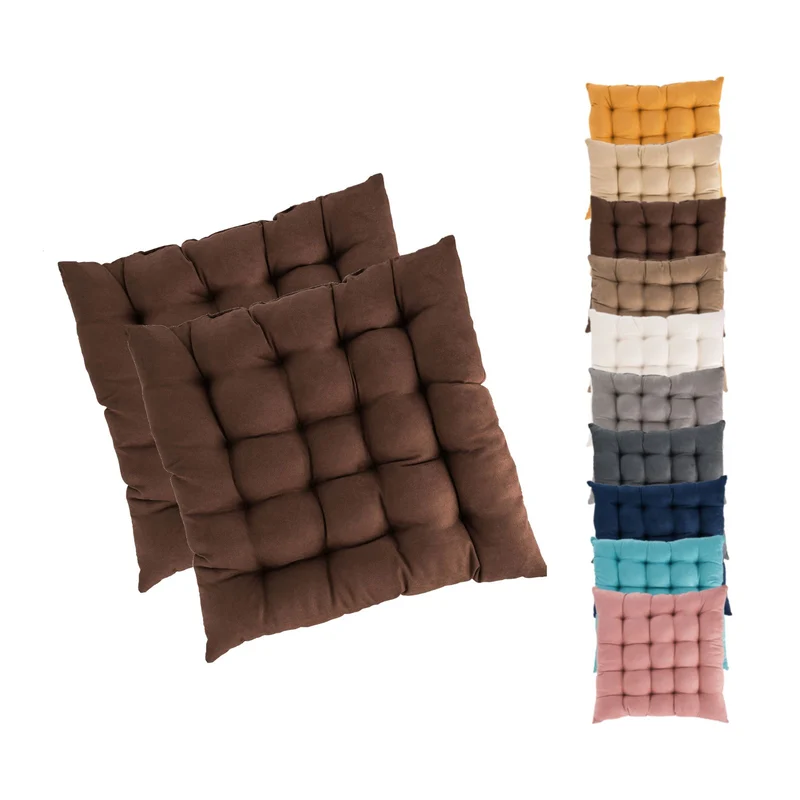 2er Pack Stuhlkissen Sitzkissen 42x42x4 in edler Wildleder Optik Alcatraz