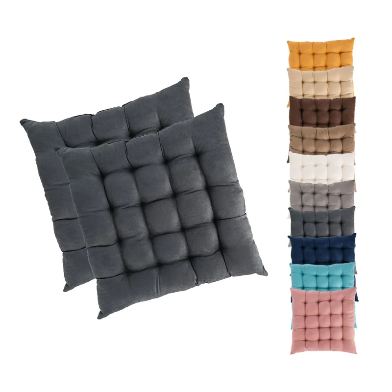2er Pack Stuhlkissen Sitzkissen 42x42x4 in edler Wildleder Optik Alcatraz