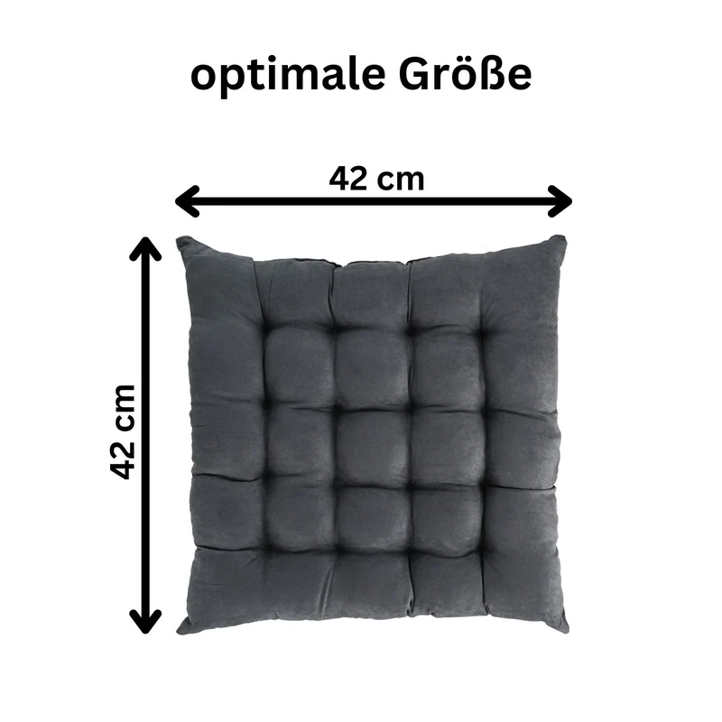 2er Pack Stuhlkissen Sitzkissen 42x42x4 in edler Wildleder Optik Alcatraz
