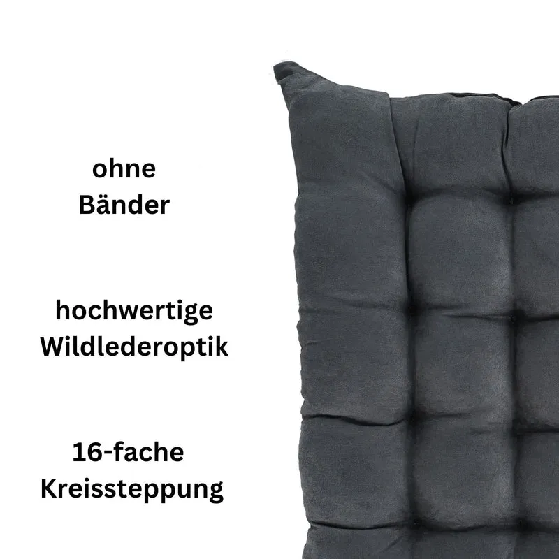 2er Pack Stuhlkissen Sitzkissen 42x42x4 in edler Wildleder Optik Alcatraz