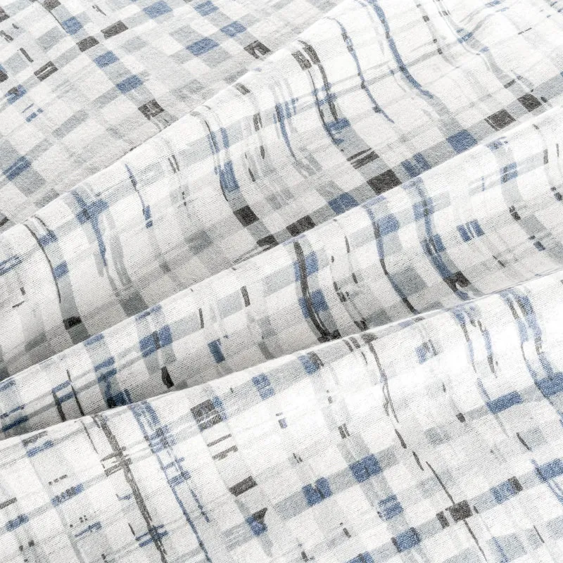 MOON Bettwäsche Set Fein Biber, Flanellbettwäsche ca. 135x200 + 80x80 cm mit Reißverschluss - Karo Blau