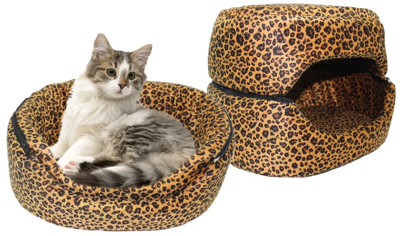 Empress Cat 3in1 Katzenhöhle Katzenbett Leopard Luxusbett 35x45 cm