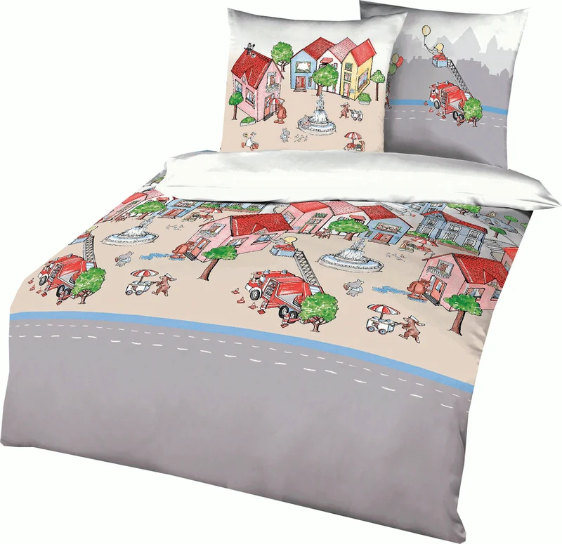 Kaeppel Biber Kinder Bettwäsche 100% Baumwolle Stadtleben 100x135