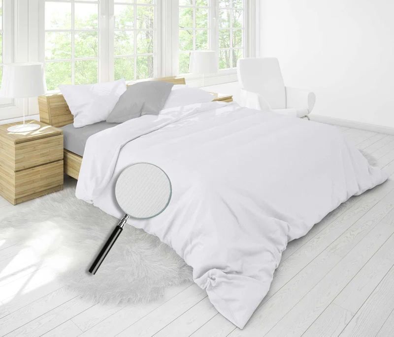 Nanette Satin Bettwäsche Hotelbettwäsche weiß Welle 100% Baumwolle Reißverschluss 135x200 / 80x80