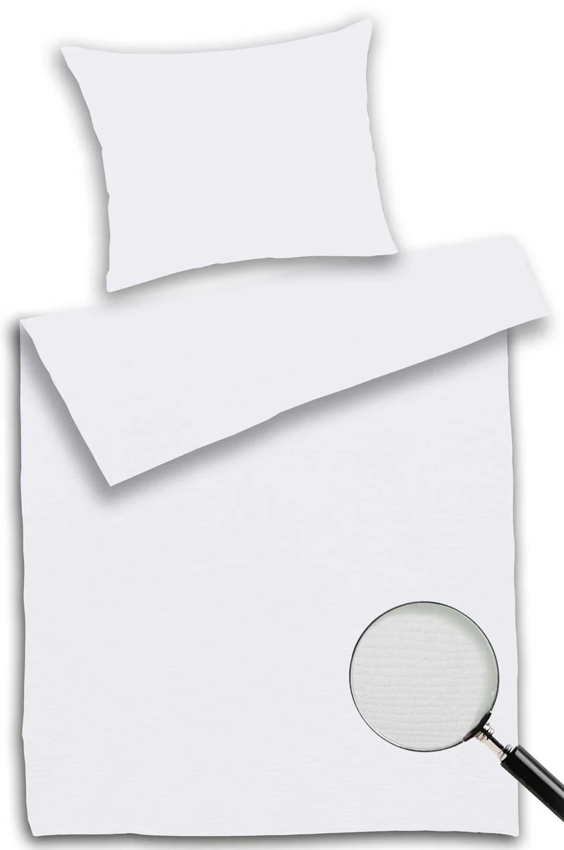 Nanette Satin Bettwäsche Hotelbettwäsche weiß Welle 100% Baumwolle Reißverschluss 135x200 / 80x80