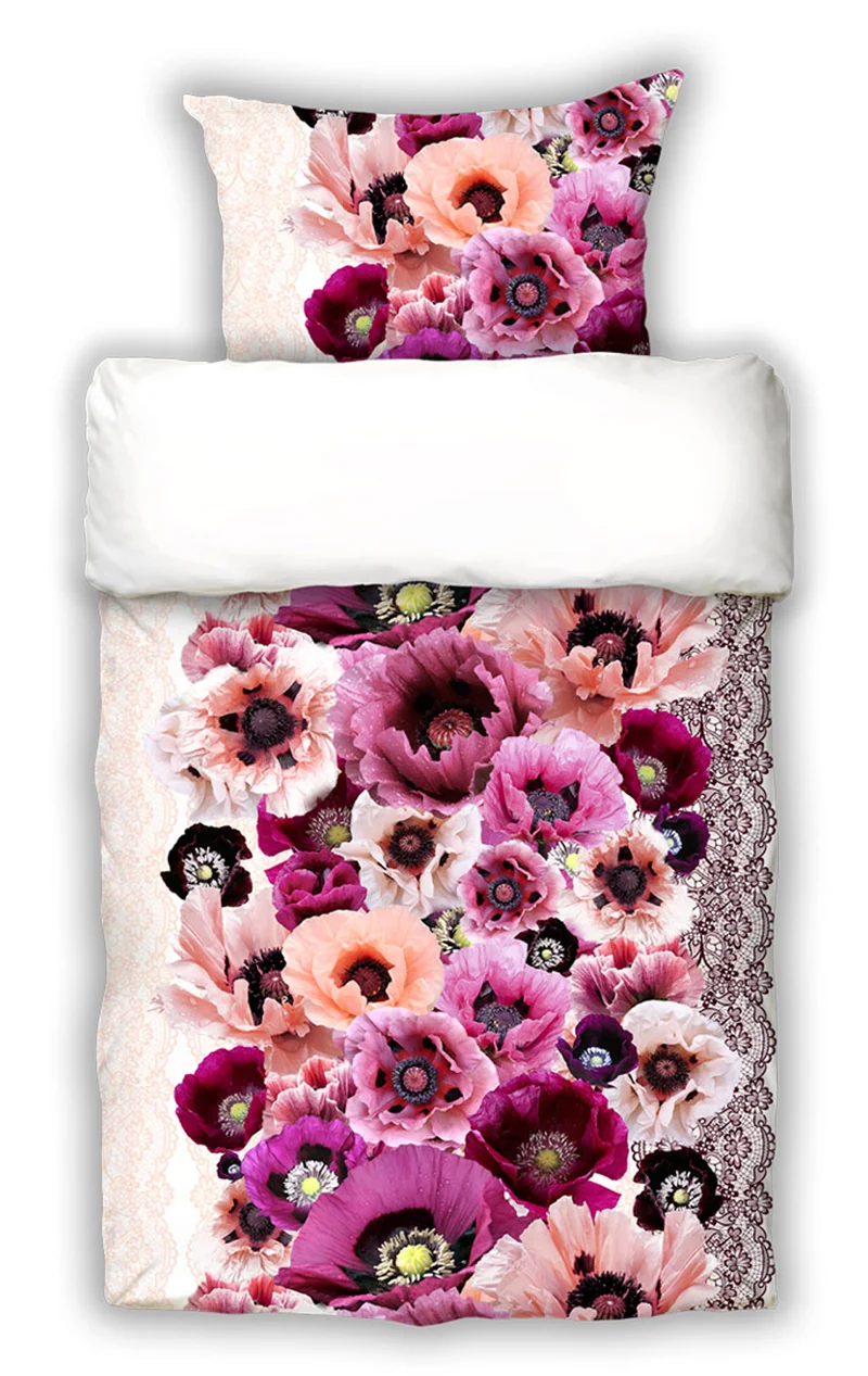 MOON Mako Satin Bettwäsche Blumen Haidy 135x200 Digitaldruck Art. D2287/09