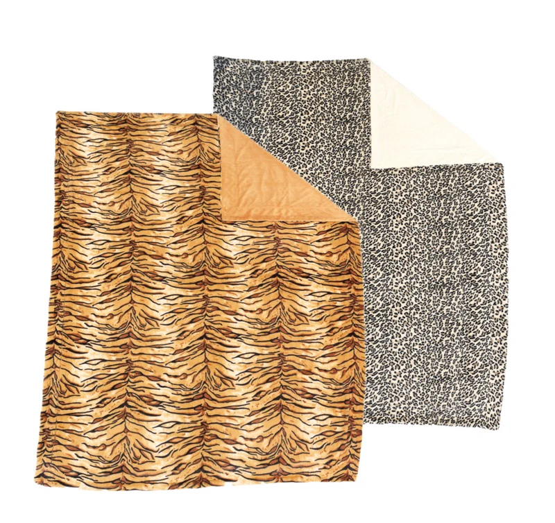 Wendedecke Kuscheldecke 150x200 Tierfelloptik Tiger oder Leopard