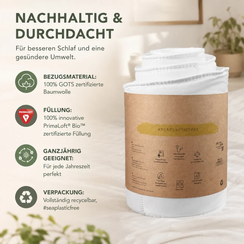 MOON Planet Bettdecke Ganzjahresdecke Biologisch abbaubar – 100% recycelte Füllung und Baumwolle Bezug