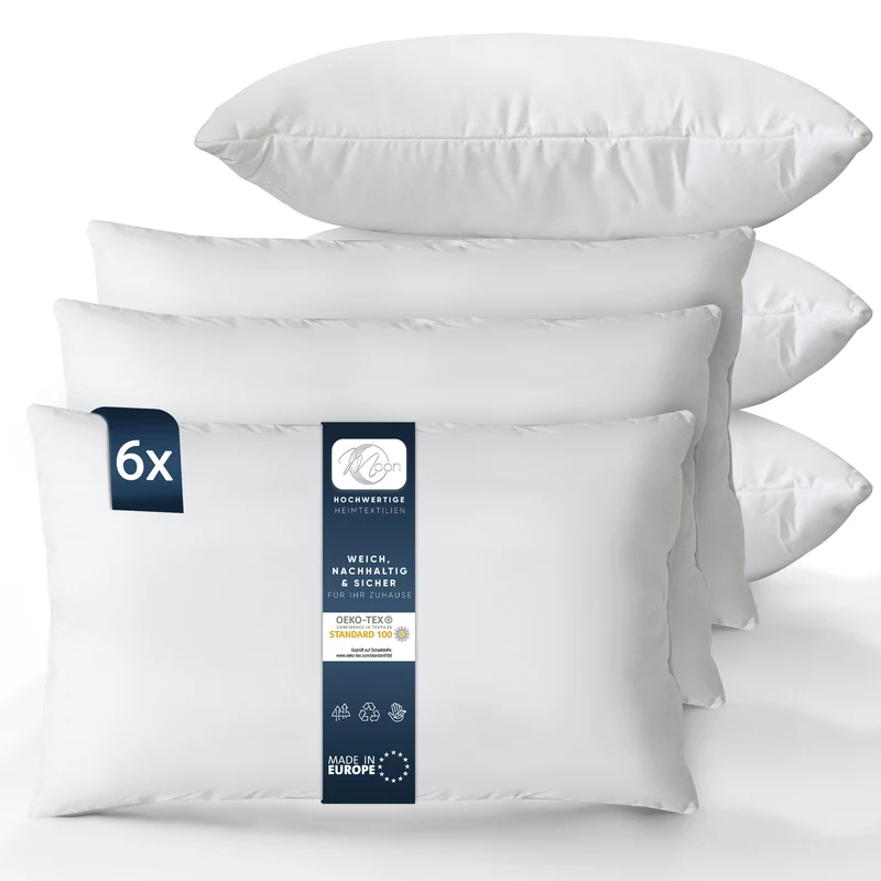 MOON Luxury 6er Pack Perkal Füllkissen, Innenkissen, Sofakissen mit Hülle aus 100% Baumwolle