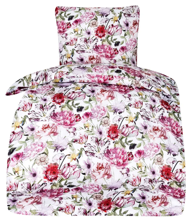 Satin Bettwäsche Rosalie Digitaldruck mit floralem Muster 100% Baumwolle