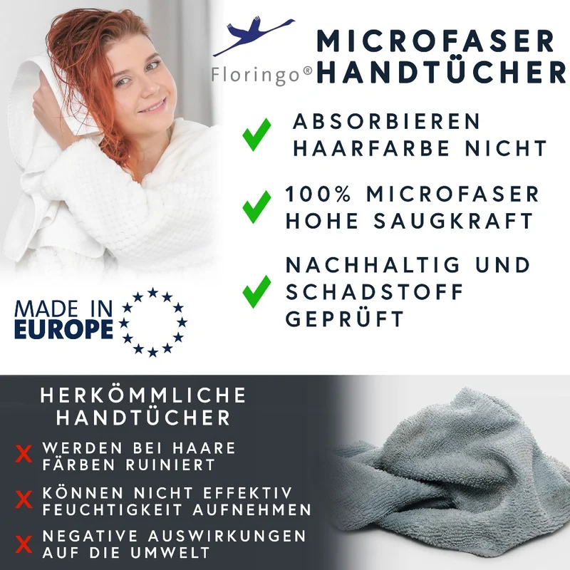 Floringo 5er Pack Microfaser Friseur Handtücher mit saugstarker Oberfläche