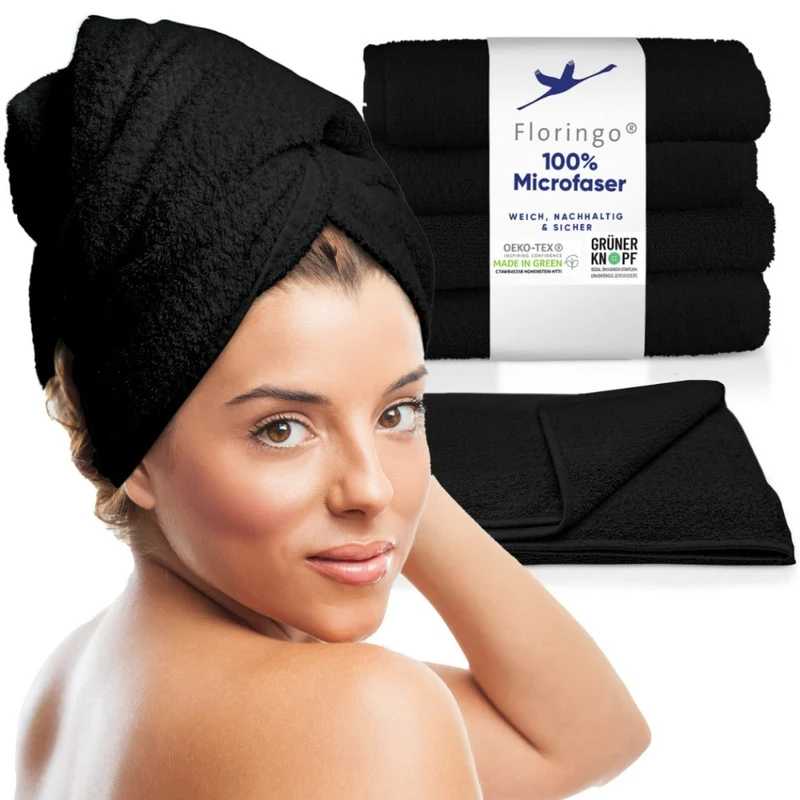 Floringo 5er Pack Microfaser Friseur Handtücher mit saugstarker Oberfläche