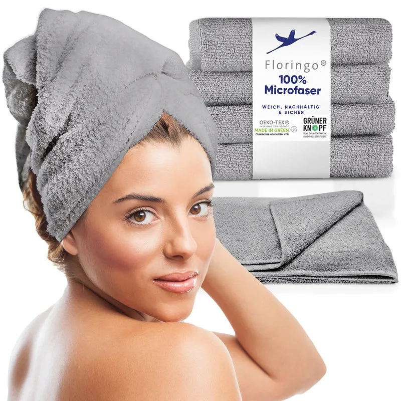 Floringo 5er Pack Microfaser Friseur Handtücher mit saugstarker Oberfläche