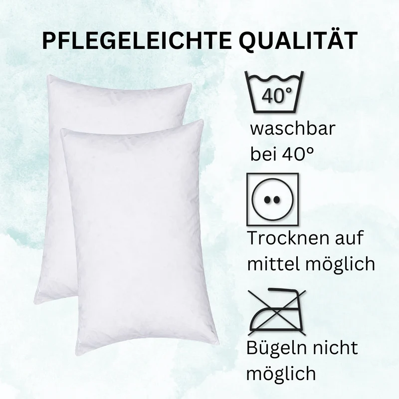 MOON 2er Pack Luxury Gänsefeder Füllkissen Innenkissen 90% Feder 10% Daune fest