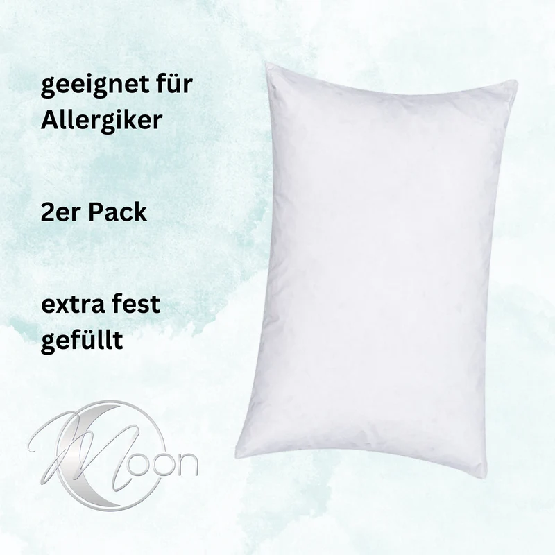 MOON 2er Pack Luxury Gänsefeder Füllkissen Innenkissen 90% Feder 10% Daune fest