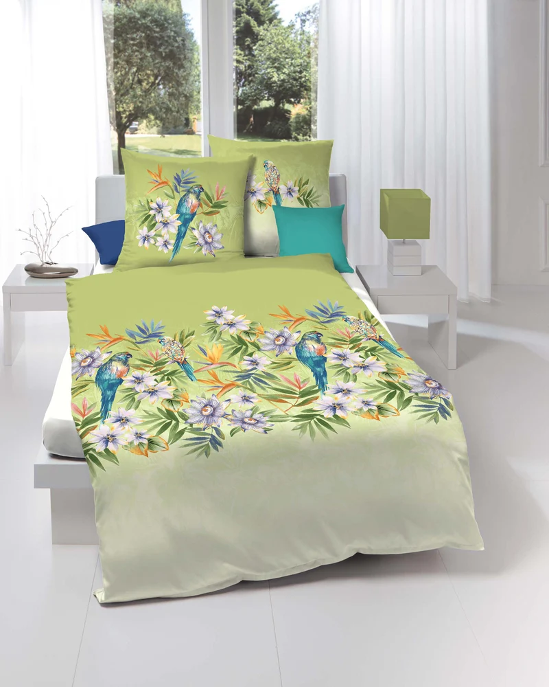 Kaeppel Mako Satin Bettwäsche 100% Baumwolle Tropical Parrots 135x200