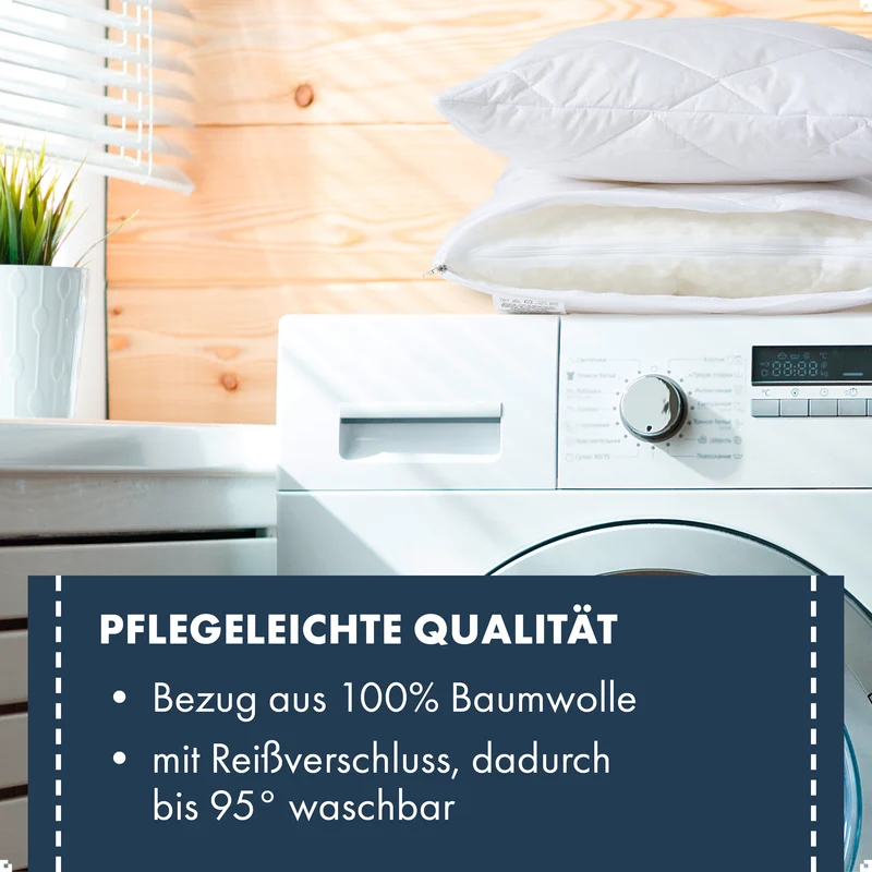Seitenschläferkissen versteppt extra fest gefüllt mit Reißverschluss 95° waschbar MOON Feeling