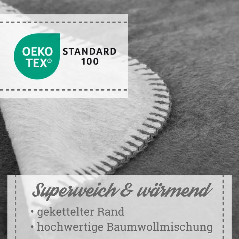 Moon Doubleface Kuscheldecke Wohndecke Baumwollmix ca 220x240cm gekettelter Rand