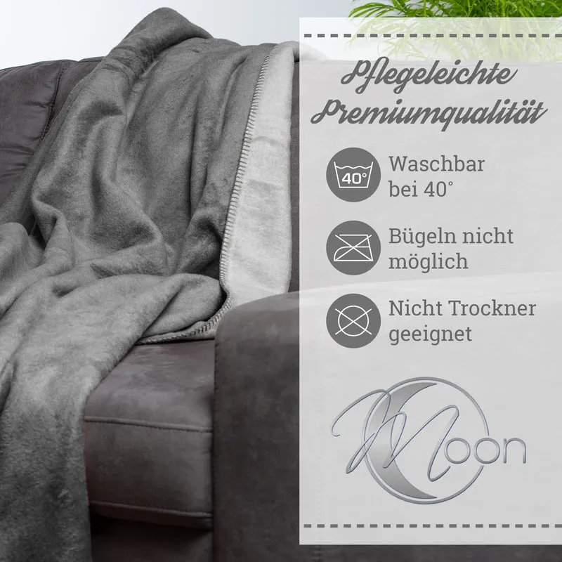 Moon Doubleface Kuscheldecke Wohndecke Baumwollmix ca 220x240cm gekettelter Rand