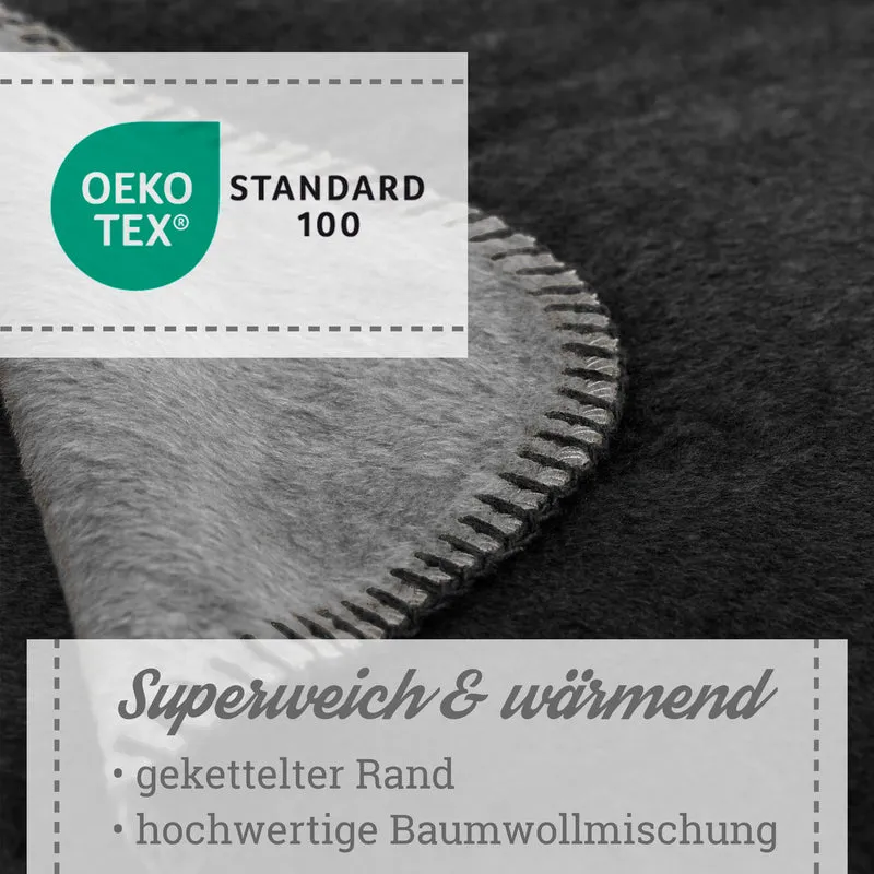 Moon Doubleface Kuscheldecke Wohndecke Baumwollmix ca 220x240cm gekettelter Rand