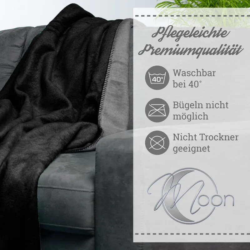 Moon Doubleface Kuscheldecke Wohndecke Baumwollmix ca 220x240cm gekettelter Rand