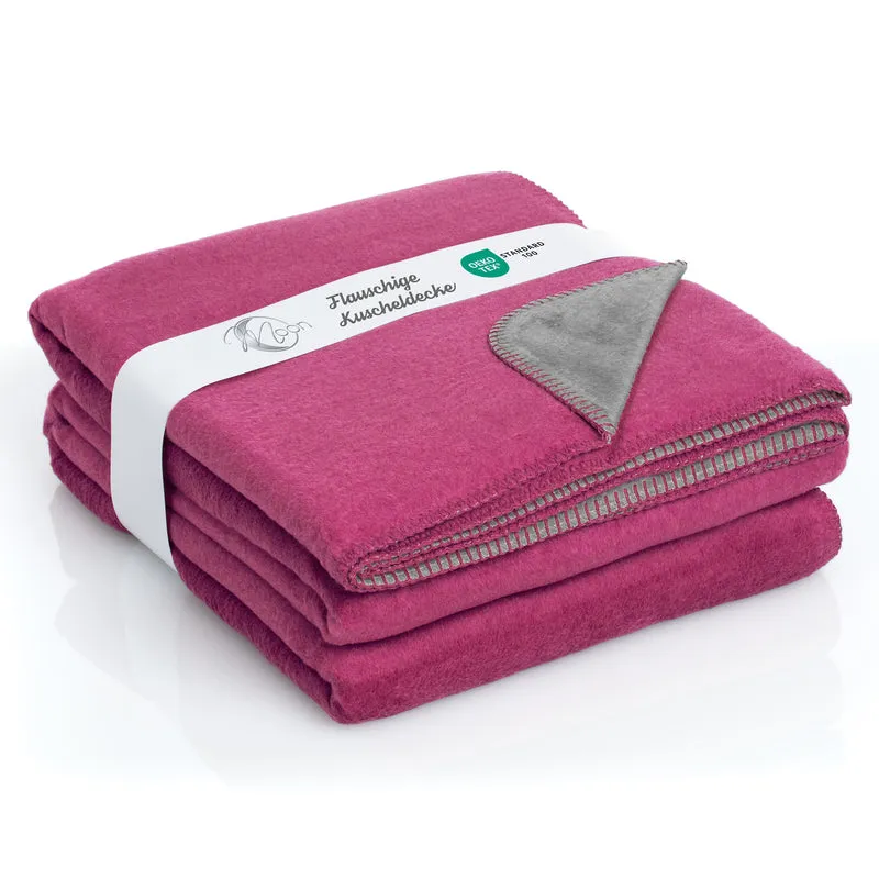 Moon Doubleface Kuscheldecke Wohndecke Baumwollmix ca 220x240cm gekettelter Rand