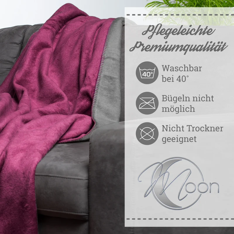 Moon Doubleface Kuscheldecke Wohndecke Baumwollmix ca 220x240cm gekettelter Rand