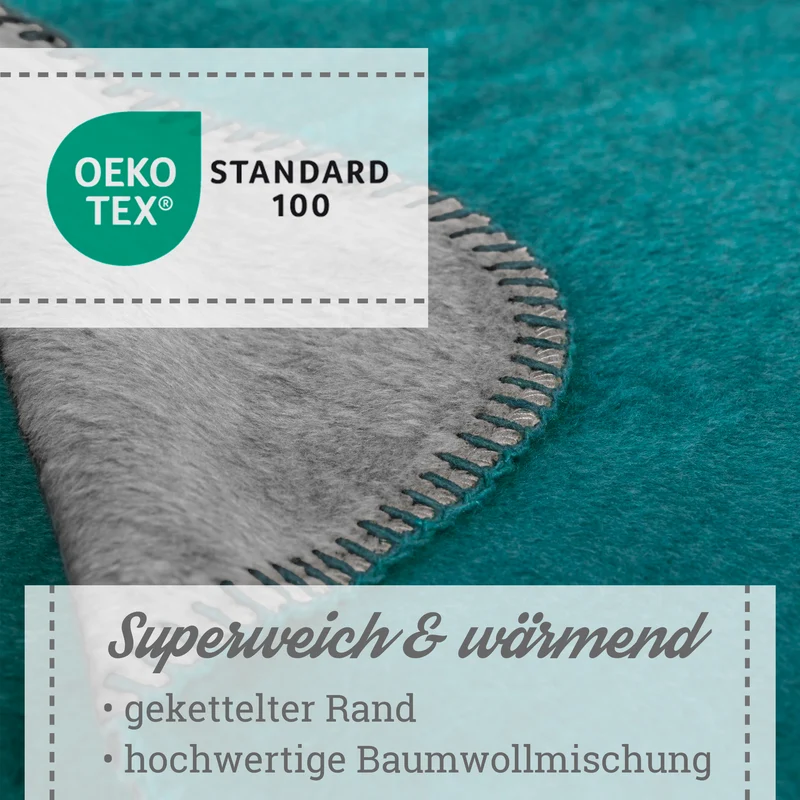 Moon Doubleface Kuscheldecke Wohndecke Baumwollmix ca 220x240cm gekettelter Rand