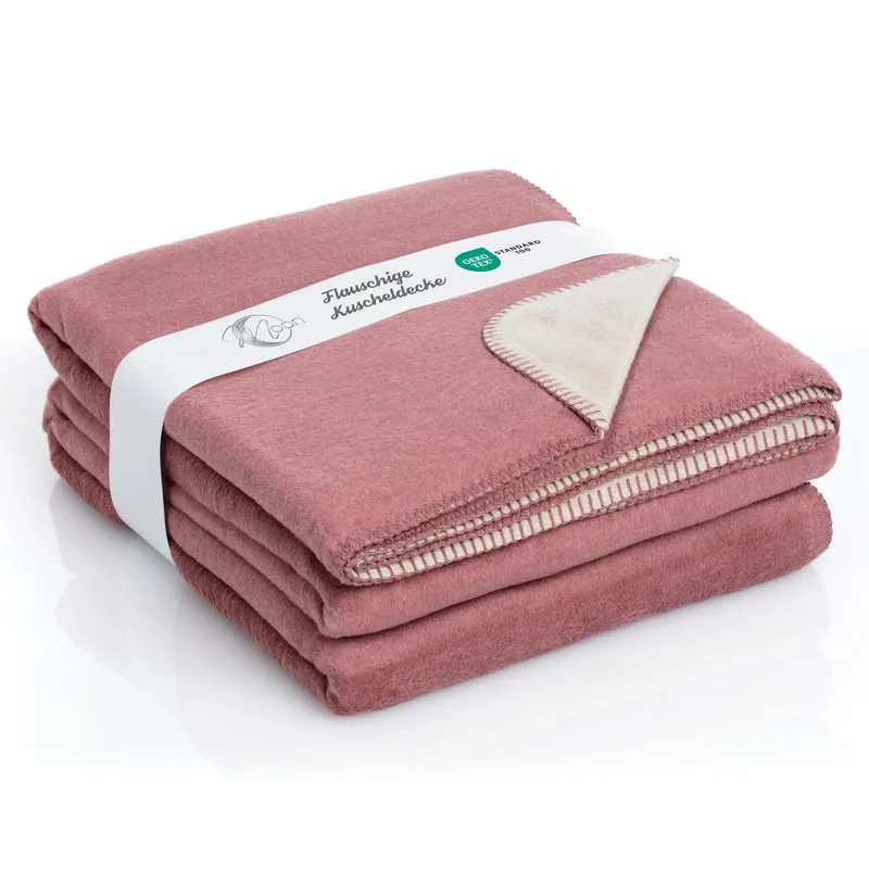 Moon Doubleface Kuscheldecke Wohndecke Baumwollmix ca 220x240cm gekettelter Rand
