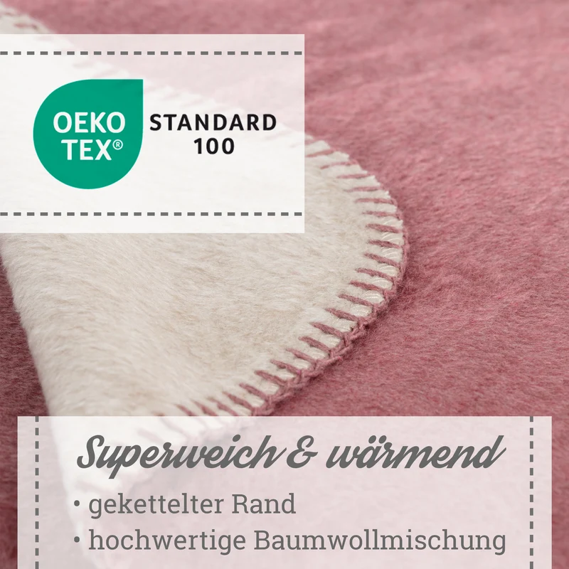 Moon Doubleface Kuscheldecke Wohndecke Baumwollmix ca 220x240cm gekettelter Rand