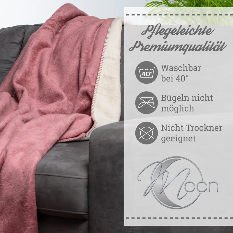Moon Doubleface Kuscheldecke Wohndecke Baumwollmix ca 220x240cm gekettelter Rand