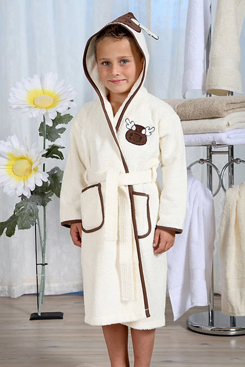 Kinder Bademantel Baby-Bademantel mit Kapuze ELCH 100% Baumwolle
