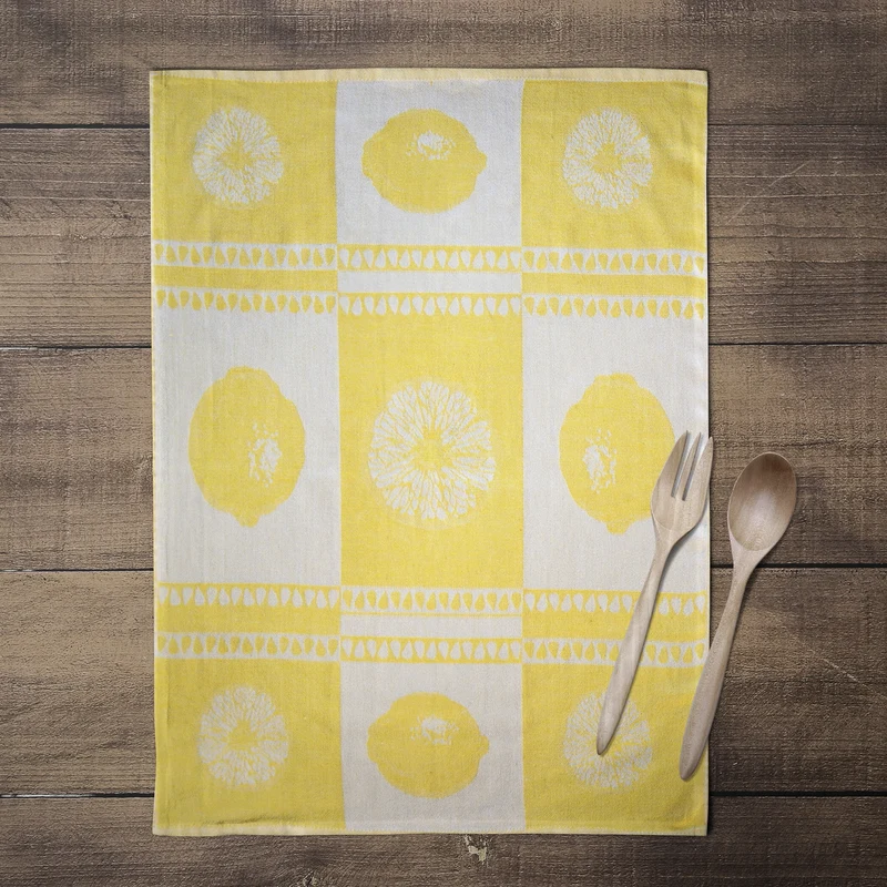 Caroline 3er Pack Geschirrtuch 50x70cm 100% Baumwolle Jacquard Lemon