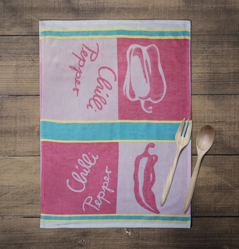 Caroline 3er Pack Geschirrtuch 50x70cm 100% Baumwolle Jacquard Chilli&Pepper