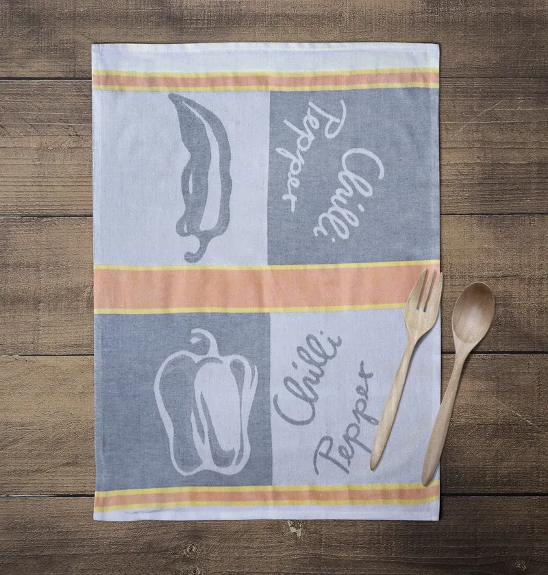 Caroline 3er Pack Geschirrtuch 50x70cm 100% Baumwolle Jacquard Chilli&Pepper