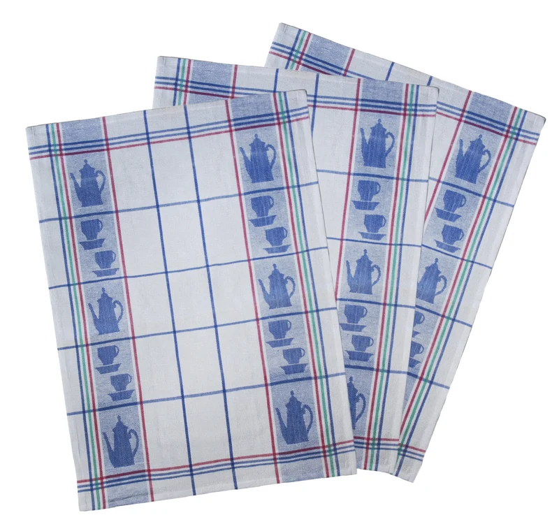 Caroline 3er Pack Geschirrtuch 50x70cm 100% Baumwolle Jacquard Tasse&Kanne