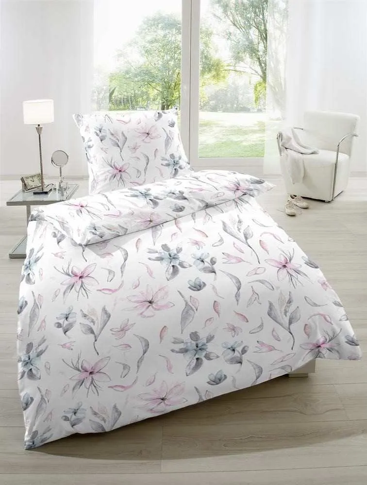 Hahn Seersucker Bettwäsche Blumenmuster Weiß